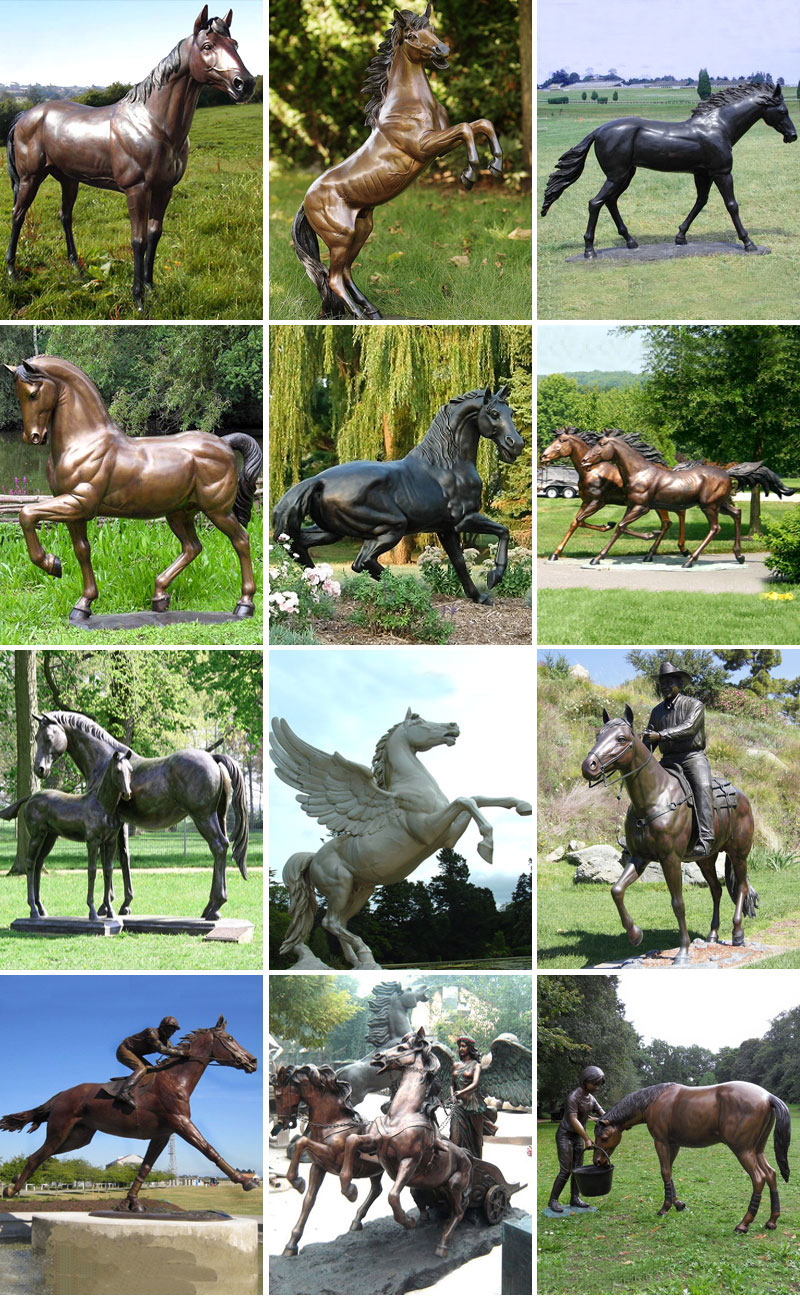 Factory life size bronze standing horse sculptures