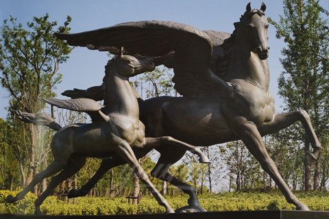 Life Size Outdoor Bronze Wing Horse Statue for Sale