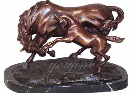 Indoor Hot Sale Bronze Horse with Colt Statue for Decoration