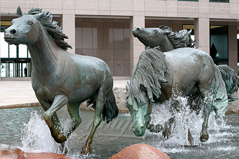 Group Running Bronze Horse Statues outdoor