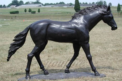 Antique bronze finished standing horse statues for park
